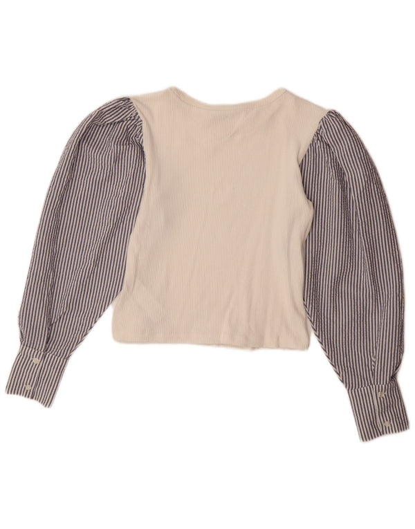 Top bluză cu mânecă lungă pentru femei ZARA UK 12 Medium White Pinstripe