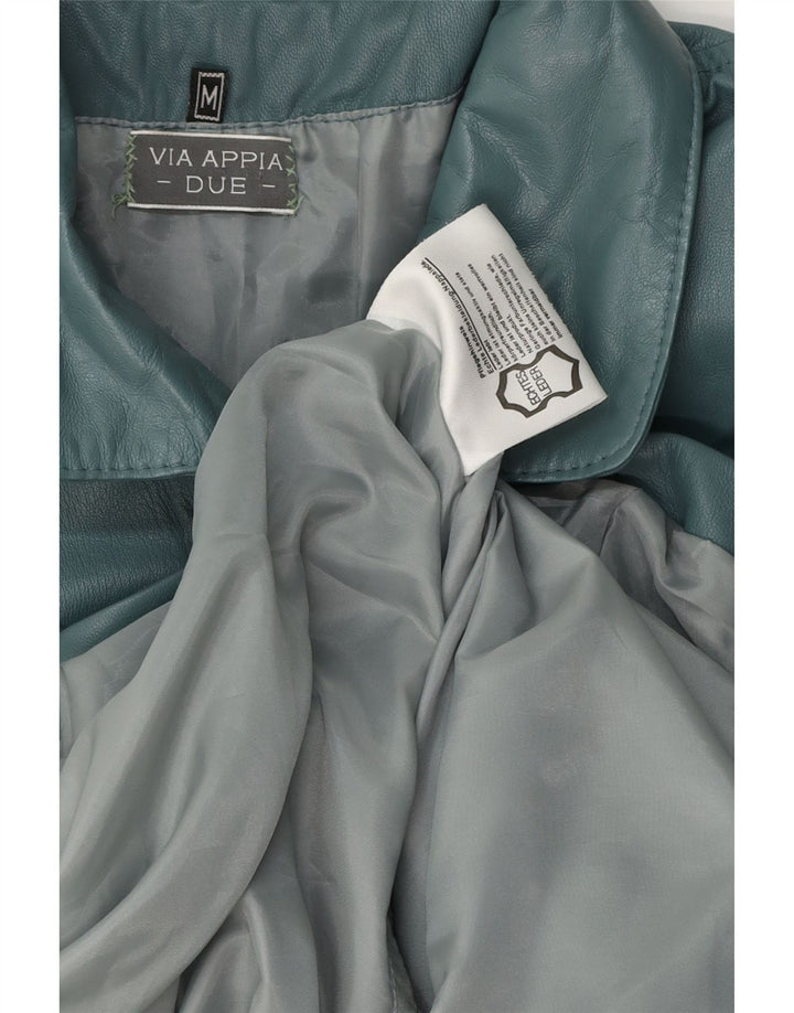 Palton de piele supradimensionat pentru femei Via Appia UK 14 Piele albastră medie