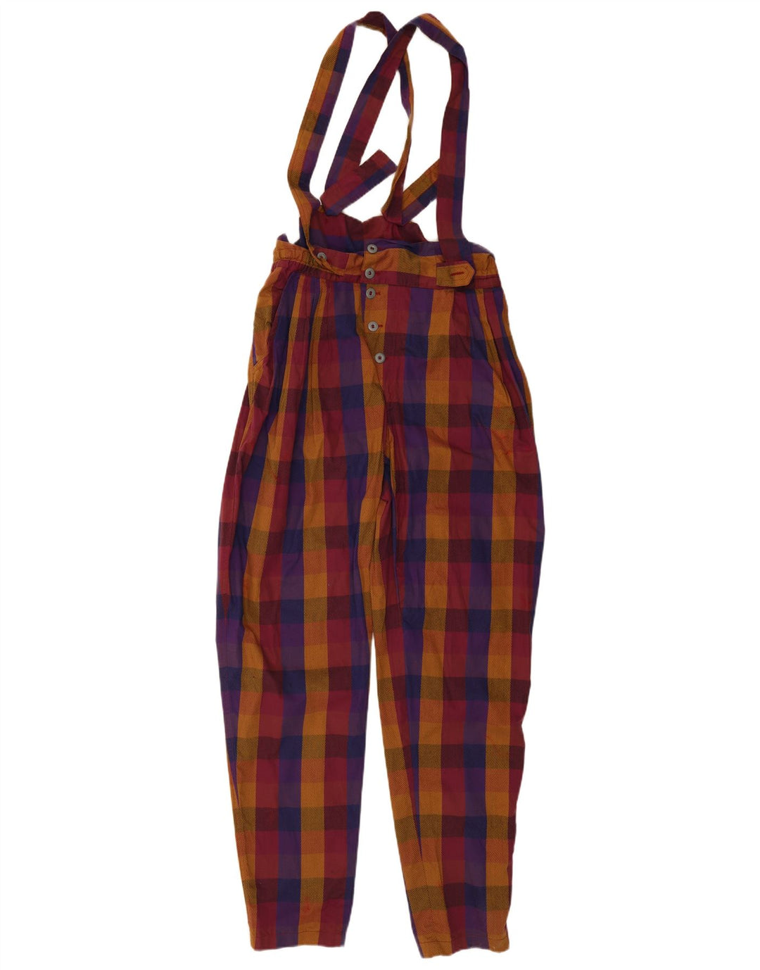 VINTAGE Pantaloni Salopete Femei EU 38 Medium L32 L33 Multicolor Check