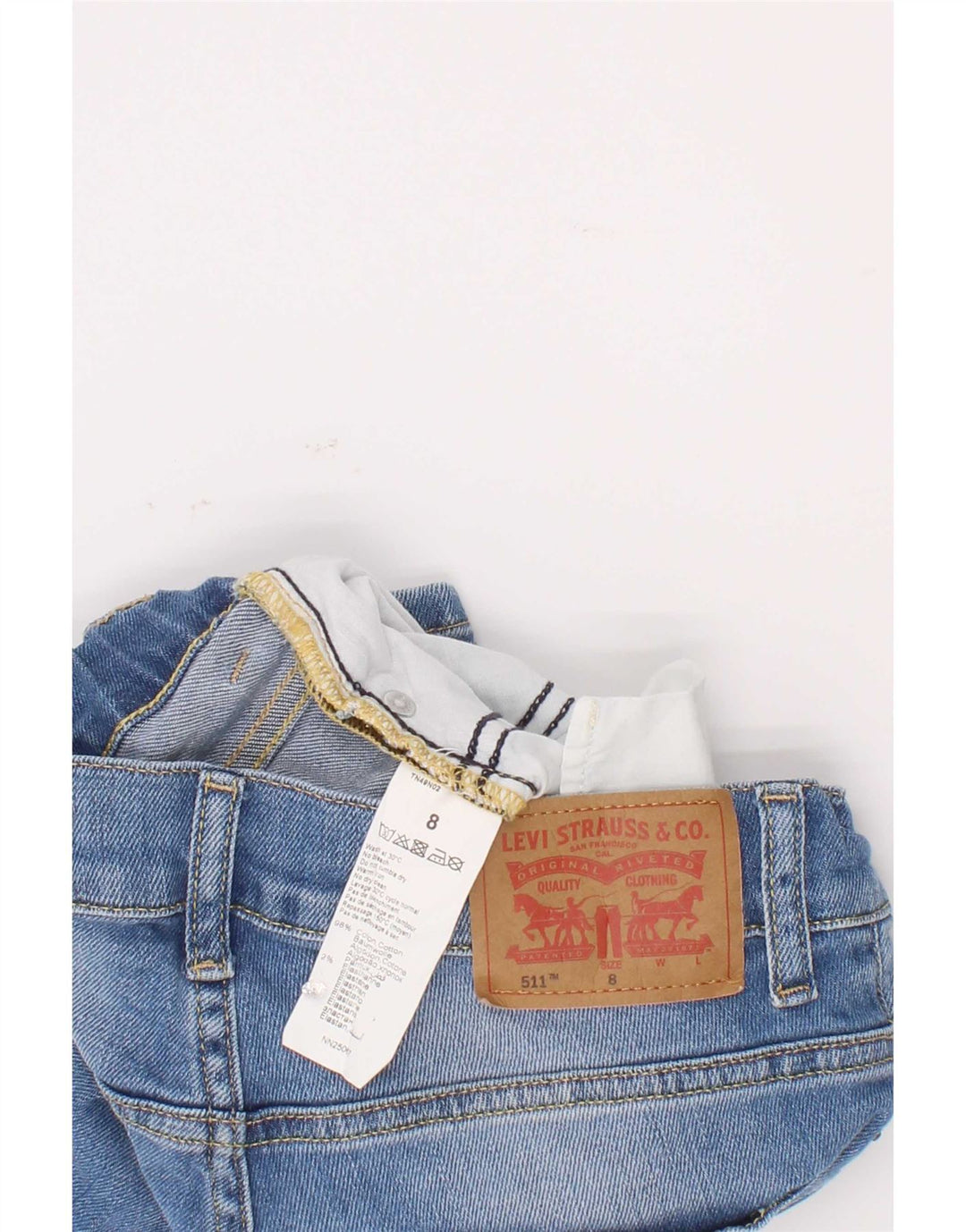 Pantaloni scurți Levi's Boys 511 Slim Denim 7-8 ani W22 Bumbac albastru