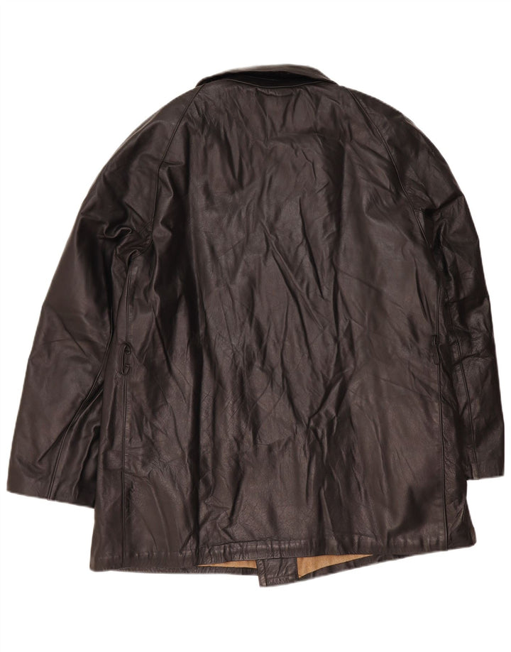 Jachetă din piele dublu pentru bărbați vintage IT 56 3XL negru