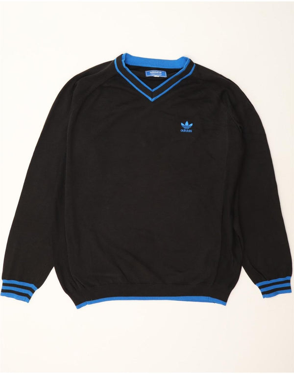 Pulover pentru bărbați Adidas cu decolteu în V XL, bumbac cu dungi negre