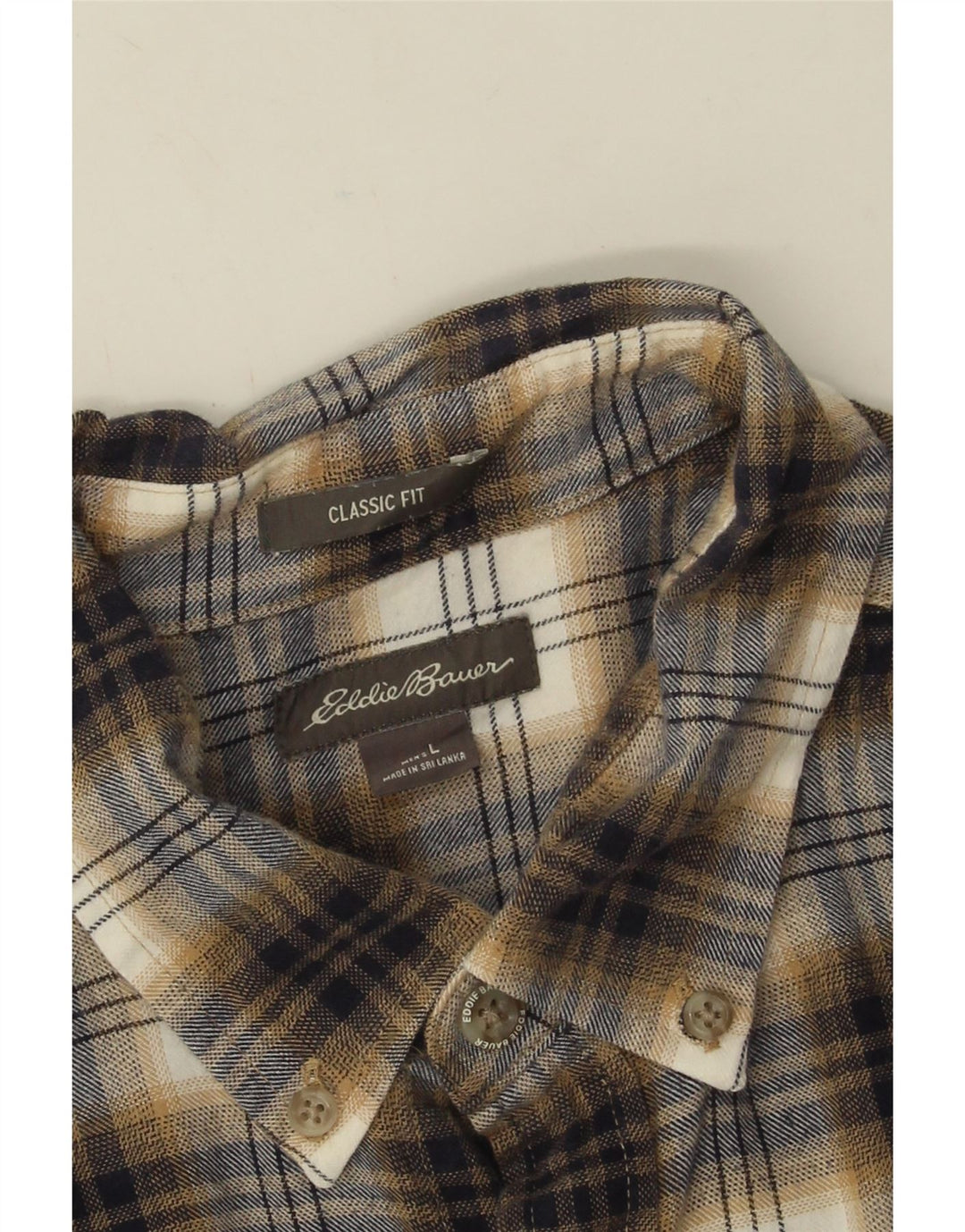 Cămașă de flanel pentru bărbați Eddie Bauer, mare, maro, cu carouri