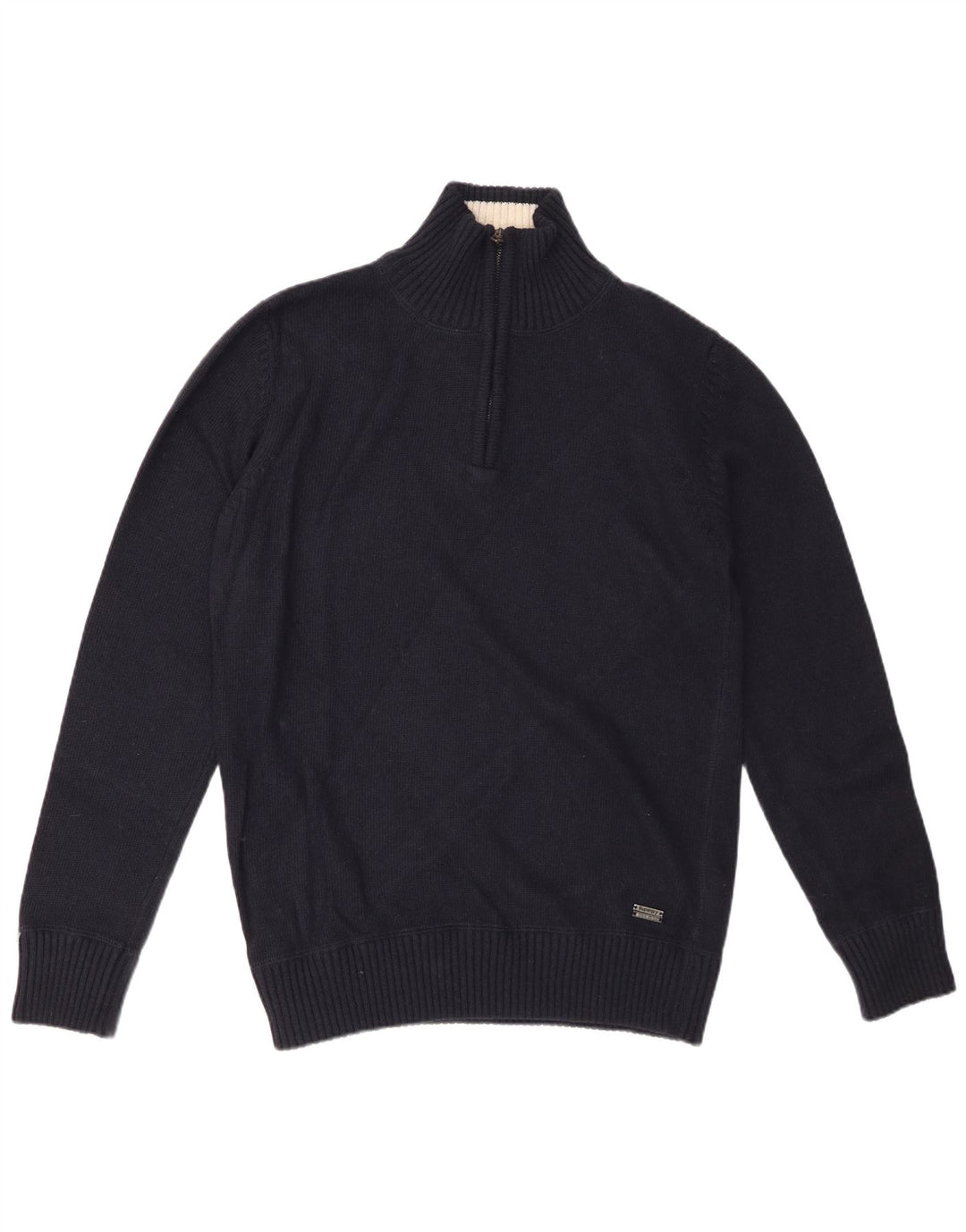 Pulover pentru bărbați SUPERDRY cu fermoar și gât, XL, viscoză, albastru bleumarin