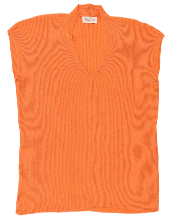 Benetton Womens Oversized Vest Tank Top UK 14 Medium Orange Viscose