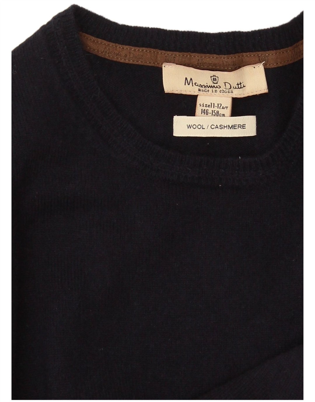 Massimo Dutti Pulover cu gât crew pentru băieți 11-12 ani Lână bleumarin