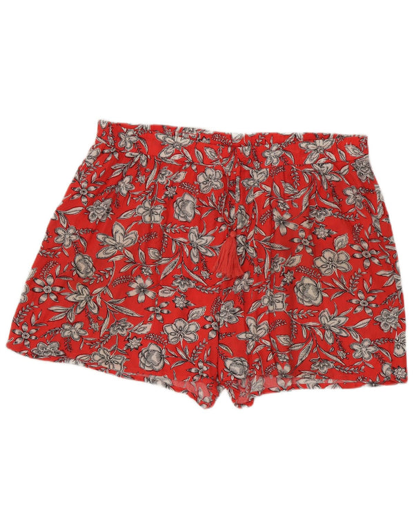 Marks & Spencer Pantaloni scurți pentru femei cu talie înaltă UK 18 XL W38 Red Floral Viscose