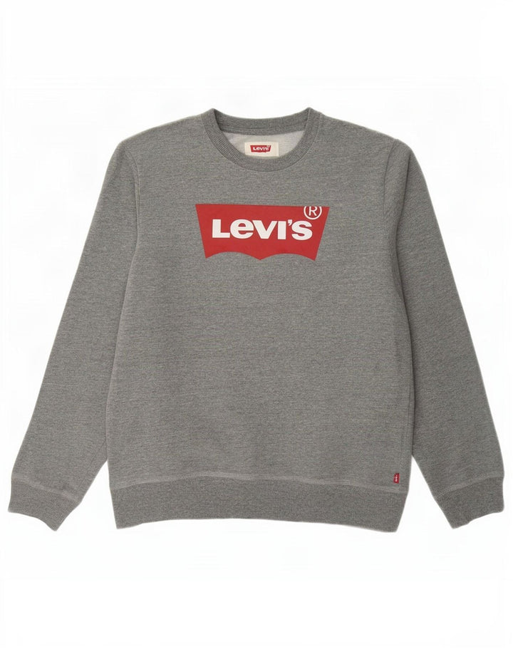 Pulover cu grafică Levi's pentru băieți 13-14 ani XL bumbac gri