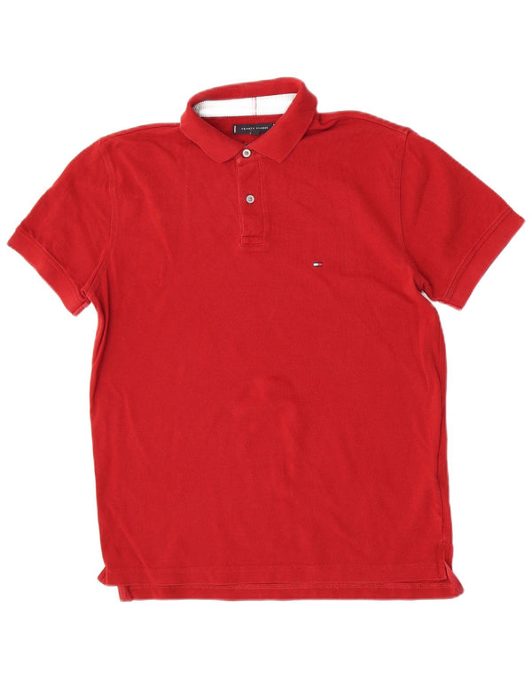 Cămașă polo Tommy Hilfiger pentru bărbați, bumbac mediu Burgundy, cu o formă regulată
