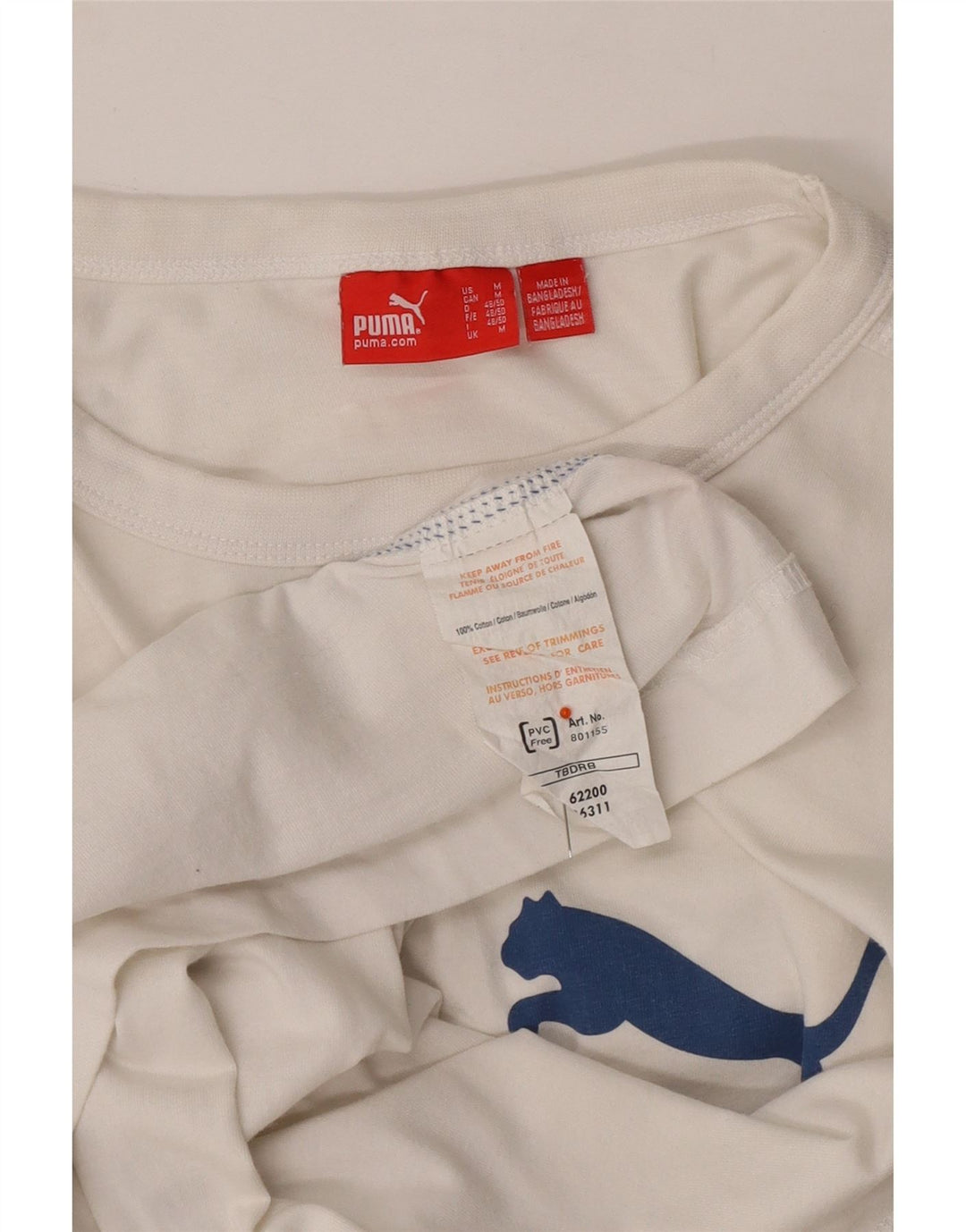 Top grafic PUMA cu mânecă lungă pentru bărbați, bumbac alb mediu