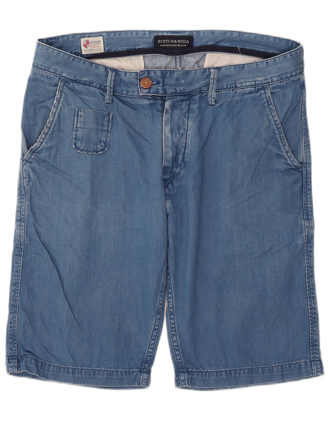 Scotch & Soda Pantaloni scurți din denim pentru bărbați W32, bumbac albastru mediu