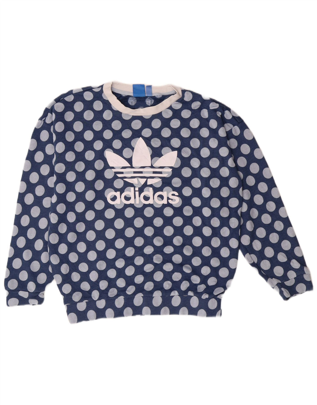 Pulover cu grafic pentru femei Adidas UK 10 Poliester albastru mic