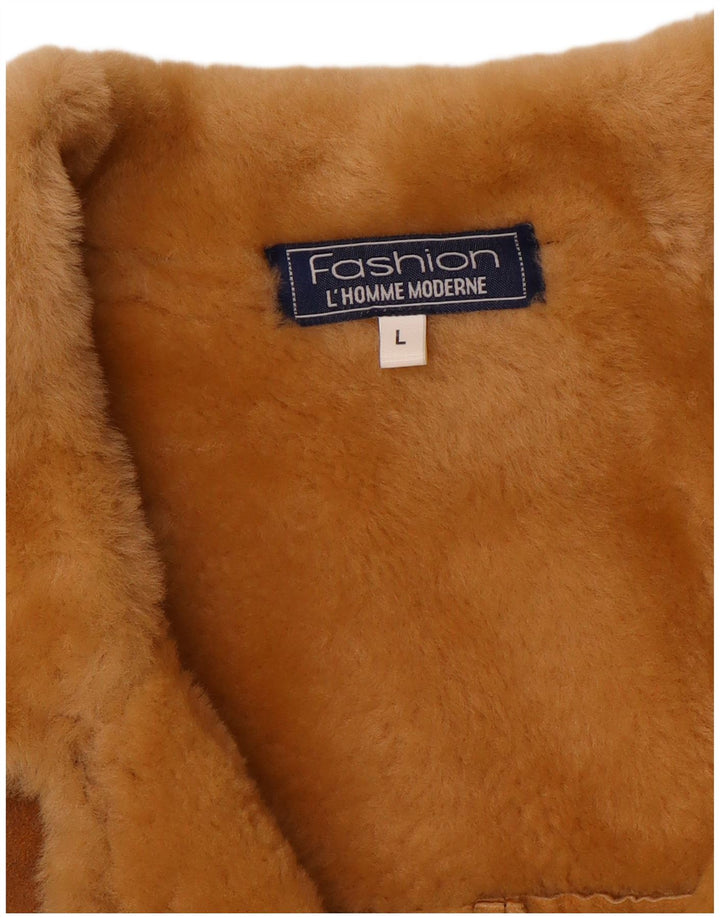 Jachetă vintage pentru bărbați din shearling UK 40 mare maro