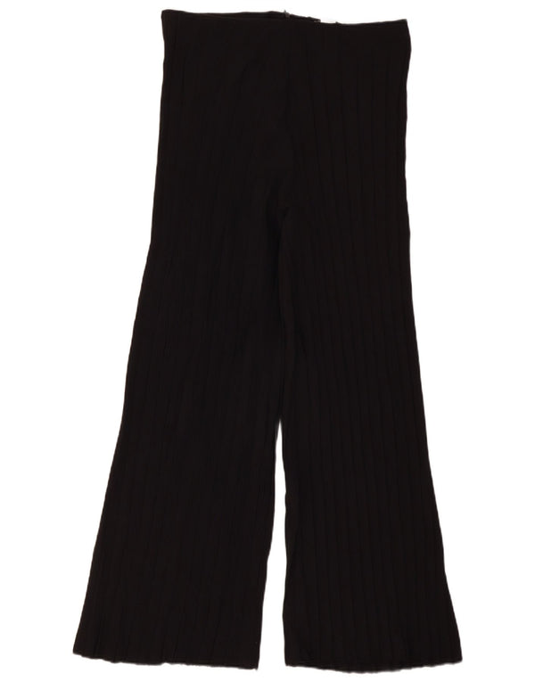 Pantaloni casual pentru femei cu talie înaltă Zara, cu picioare late, mari L30 L29 negru