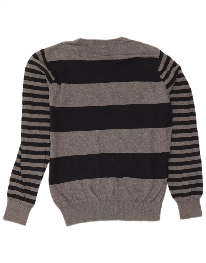 Jack & Jones Pulover cu decolteu în V pentru bărbați, gri mediu, bumbac Argyle/Diamond