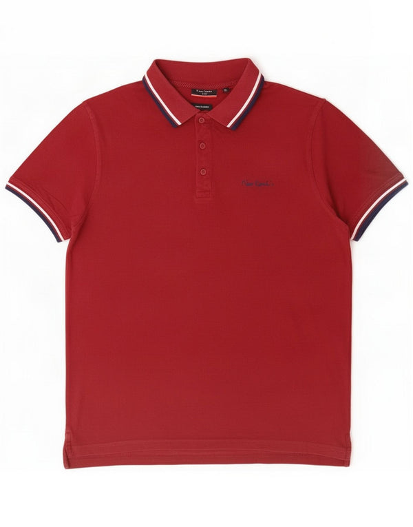 Pierre Cardin Mens Regular Fit Polo Shirt XL Burgundy Cotton