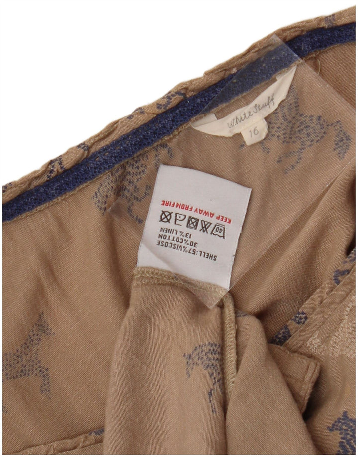 WHITE STUFF Rochie A-Line Grafică pentru Femei UK 16 Mare Bej Animal Print