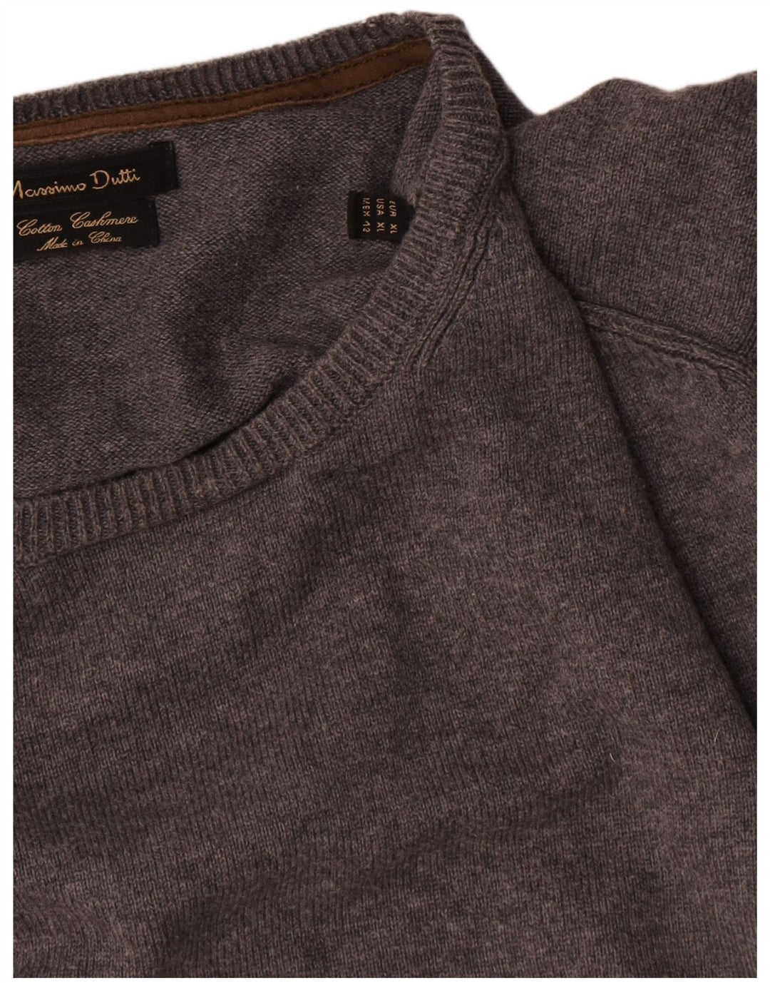 Pulover Massimo Dutti pentru bărbați, cu gât crew, XL, bumbac gri