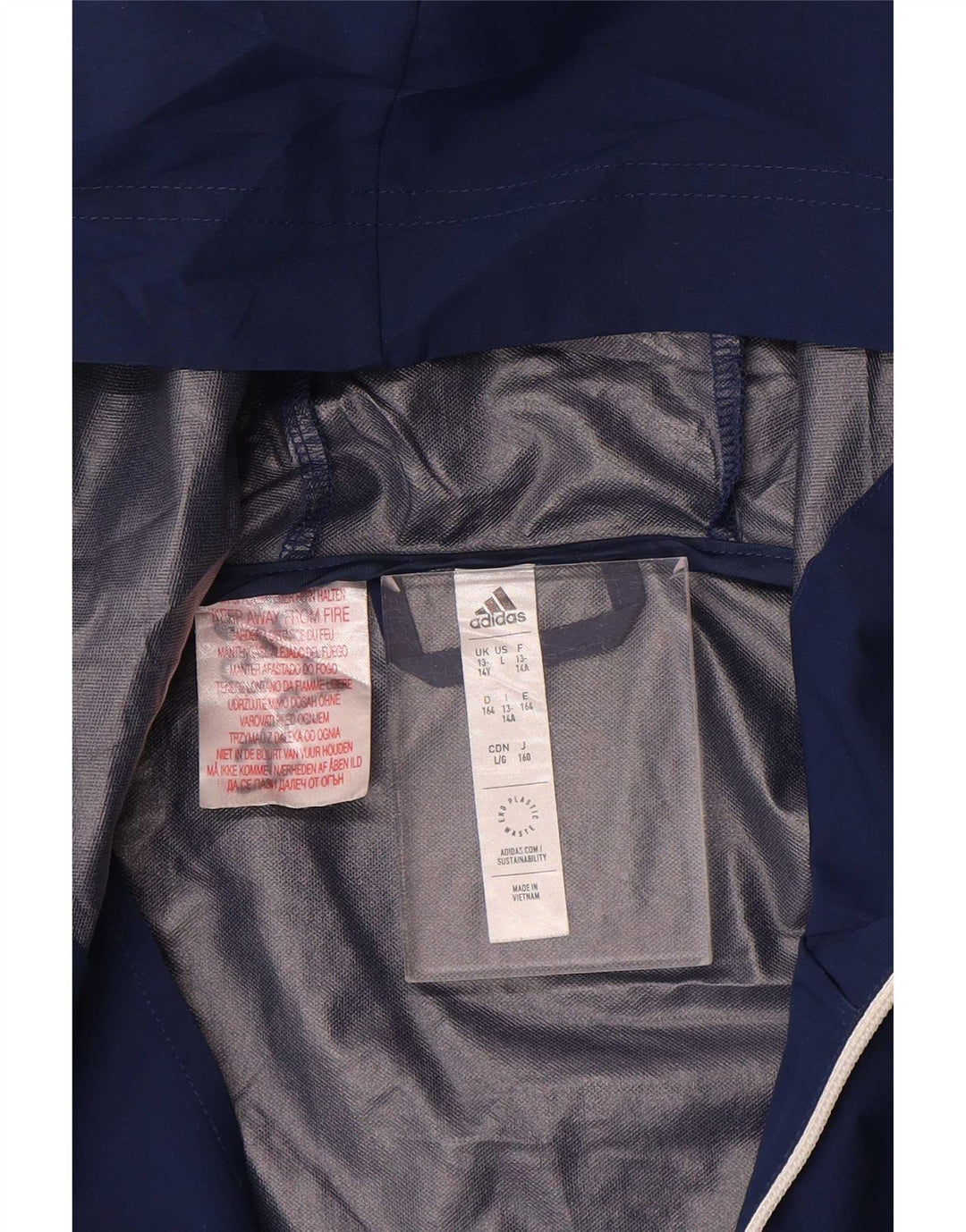 Jachetă de ploaie cu glugă Adidas pentru băieți 13-14 ani, bleumarin