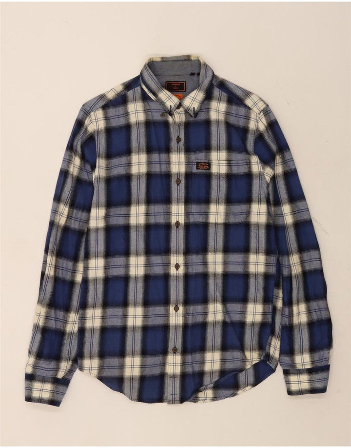 Cămașă de flanel pentru bărbați Superdry, din bumbac în carouri, albastru bleumarin