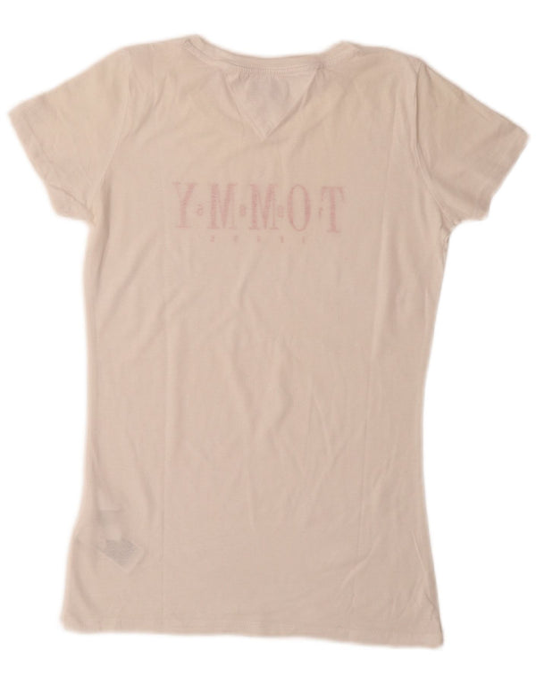 Tricou grafic Tommy Hilfiger pentru femei Top UK 12 Bumbac alb mediu
