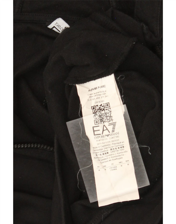 EMPORIO ARMANI Pulover cu capota cu fermoar pentru femei UK 14 Bumbac mediu negru