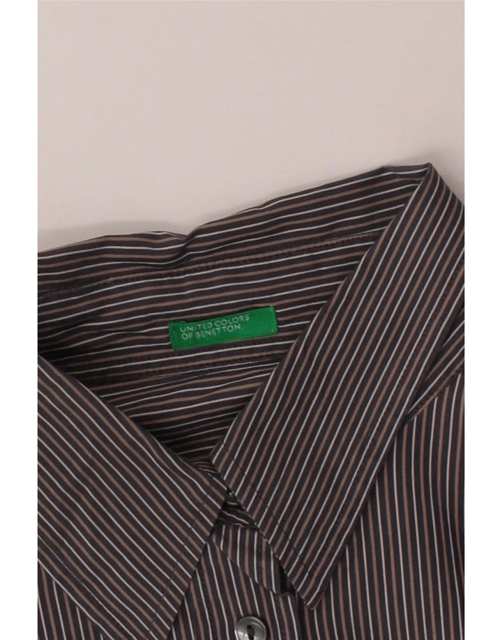 BENETTON Womens Shirt Bodysuit UK 16 Large Grey Striped