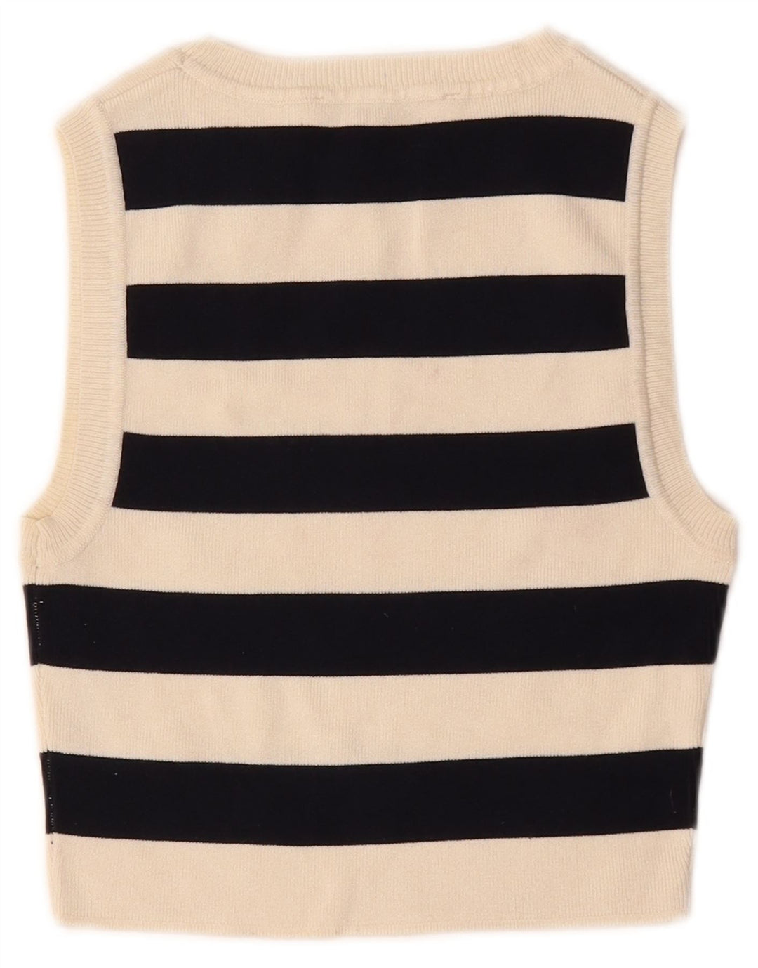 Crop Top fără mâneci pentru femei Zara UK 12 Medium White Striped Viscose