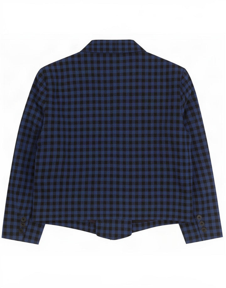 Jachetă vintage pentru femei, cu 1 nasture, UK 14 Medium Blue Gingham