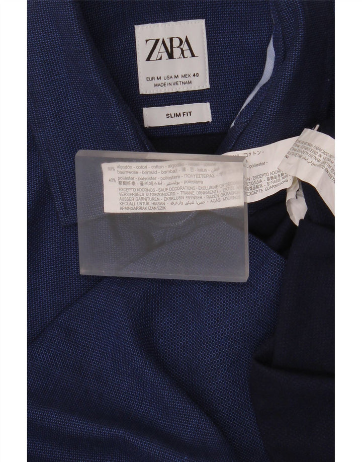 Cămașă pentru bărbați Zara Slim Fit Bumbac mediu albastru bleumarin