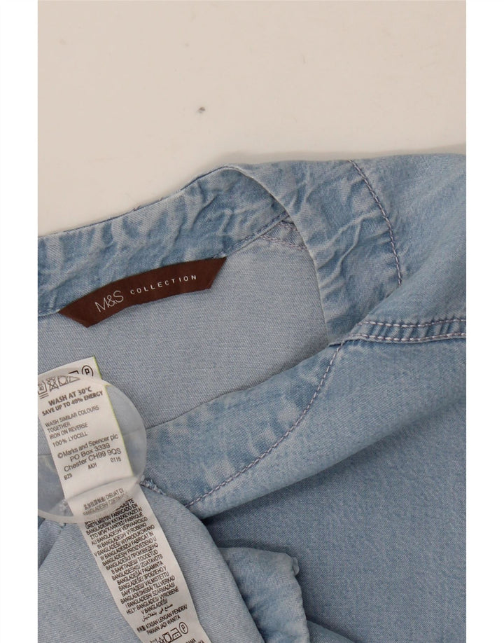 MARKS & SPENCER Bluză de bluză pentru femei de top UK 20 2XL Blue Lyocell