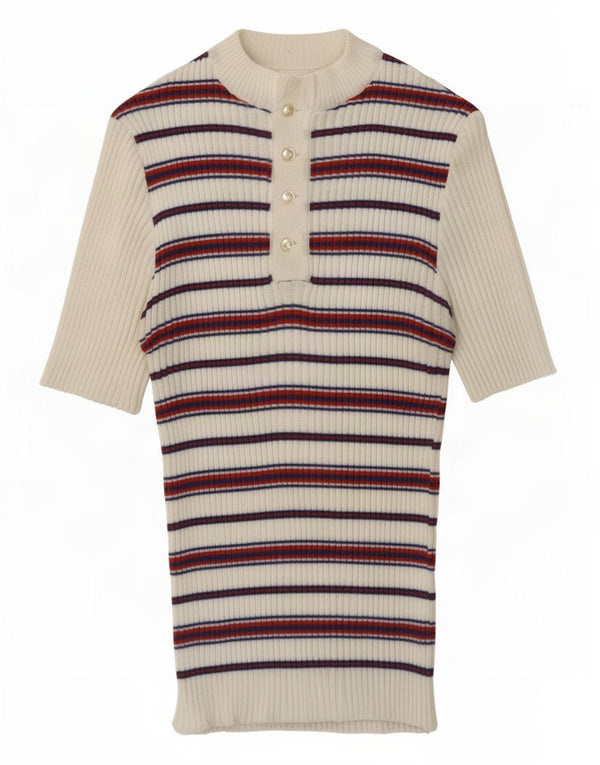 Tricou Vintage pentru femei Top UK 12 Medium White Striped