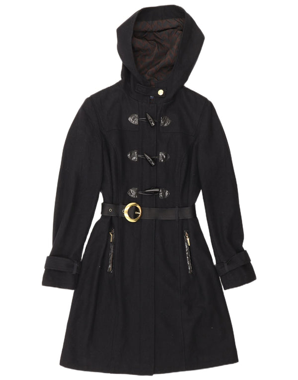 CARACTERE Duffle Coat cu glugă pentru femei UK 10 Mic Lână bleumarin