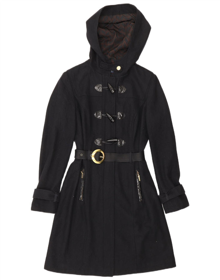 CARACTERE Duffle Coat cu glugă pentru femei UK 10 Mic Lână bleumarin