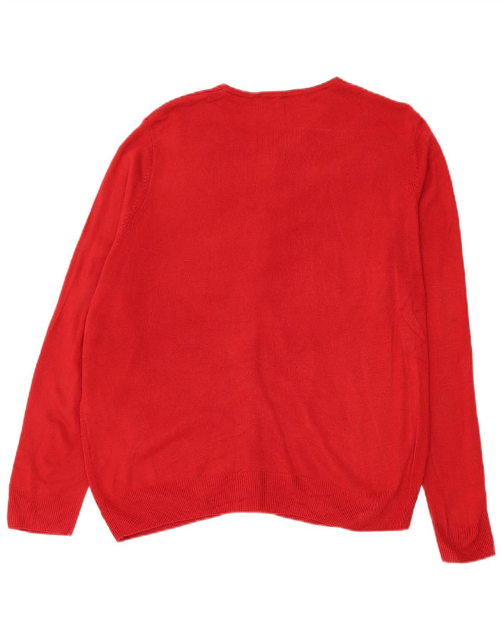 Pulover cardigan pentru femei Marks & Spencer UK 16 mare roșu acrilic