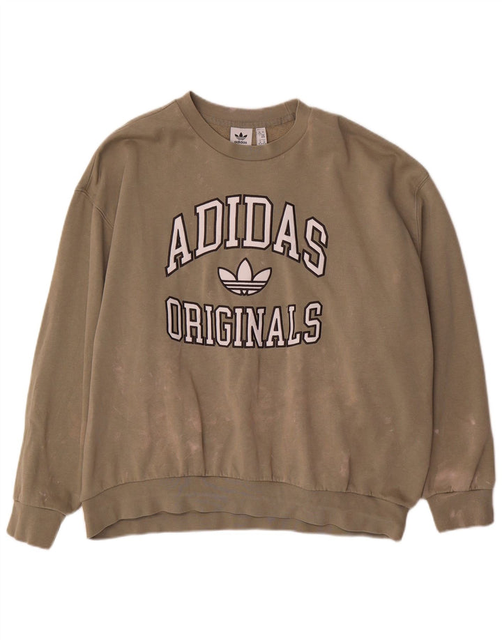 Pulover adidas pentru femei grafic supradimensionat UK 12/14 kaki mediu