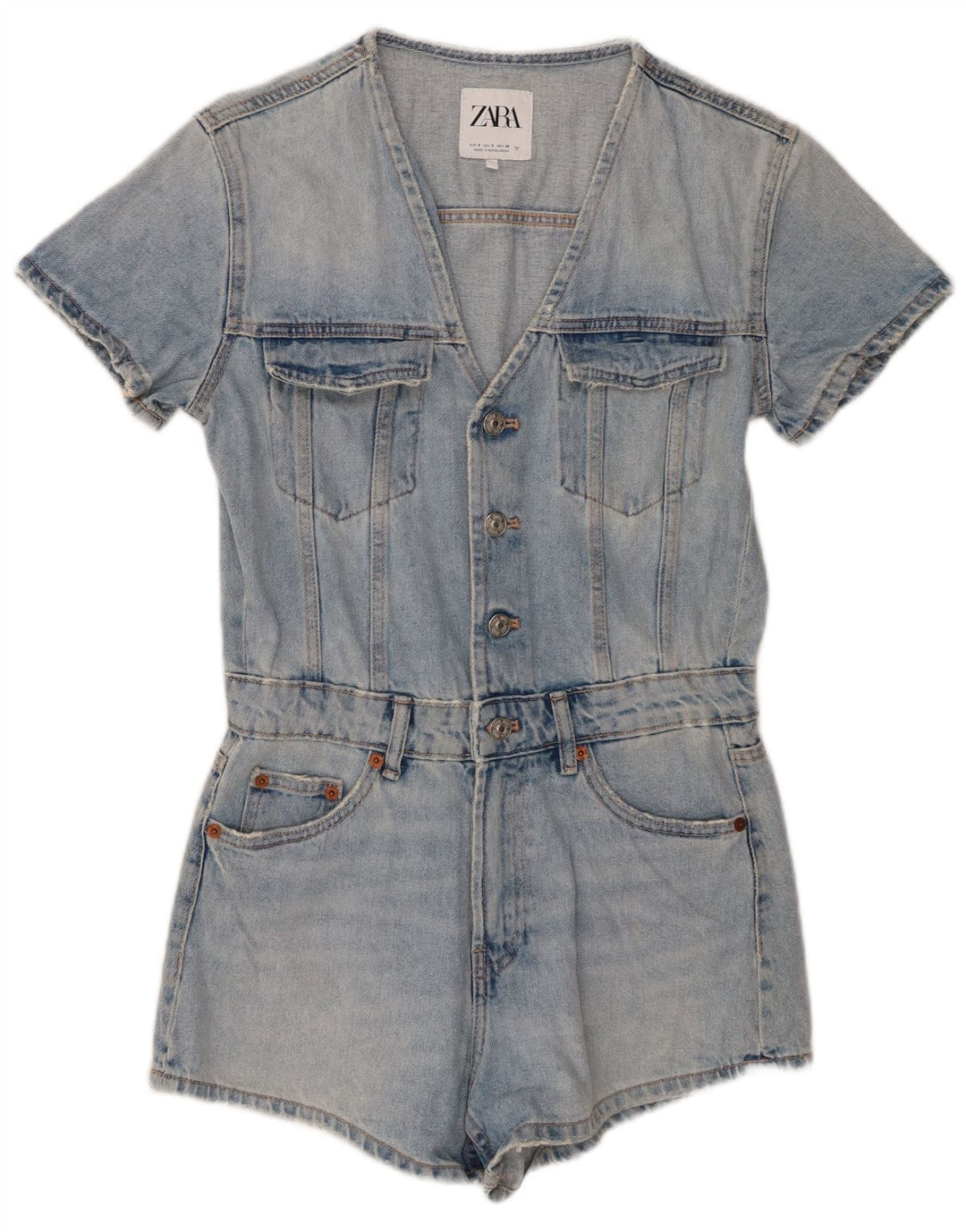 Costum pentru femei Zara din denim învechit UK 10 Bumbac albastru mic