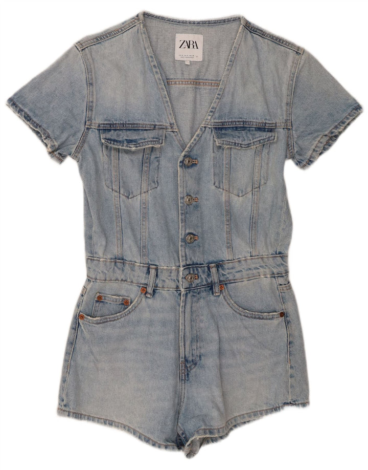 Costum pentru femei Zara din denim învechit UK 10 Bumbac albastru mic