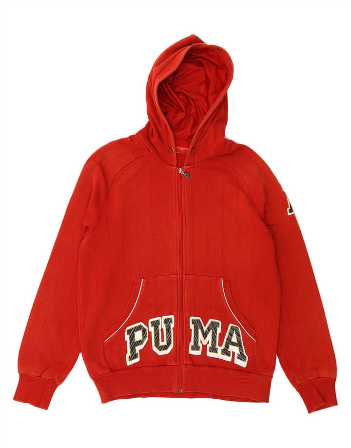 PUMA Mens Graphic Zip Hoodie Sweater Medium Red Cotton Vintage Puma and Second-Hand Puma from Messina Hembry 
