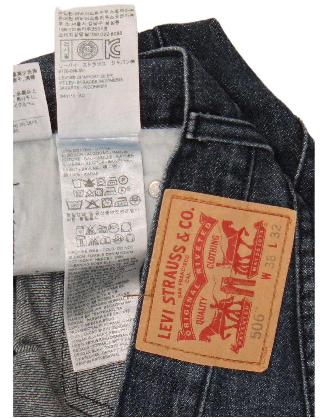 Blugi drepti pentru bărbați Levi's 506 W38 L32 Bumbac albastru