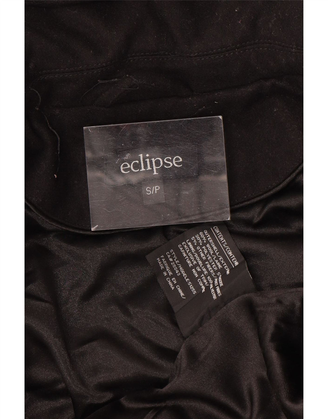 Palton cu glugă Eclipse pentru femei UK 10 Lână neagră mică