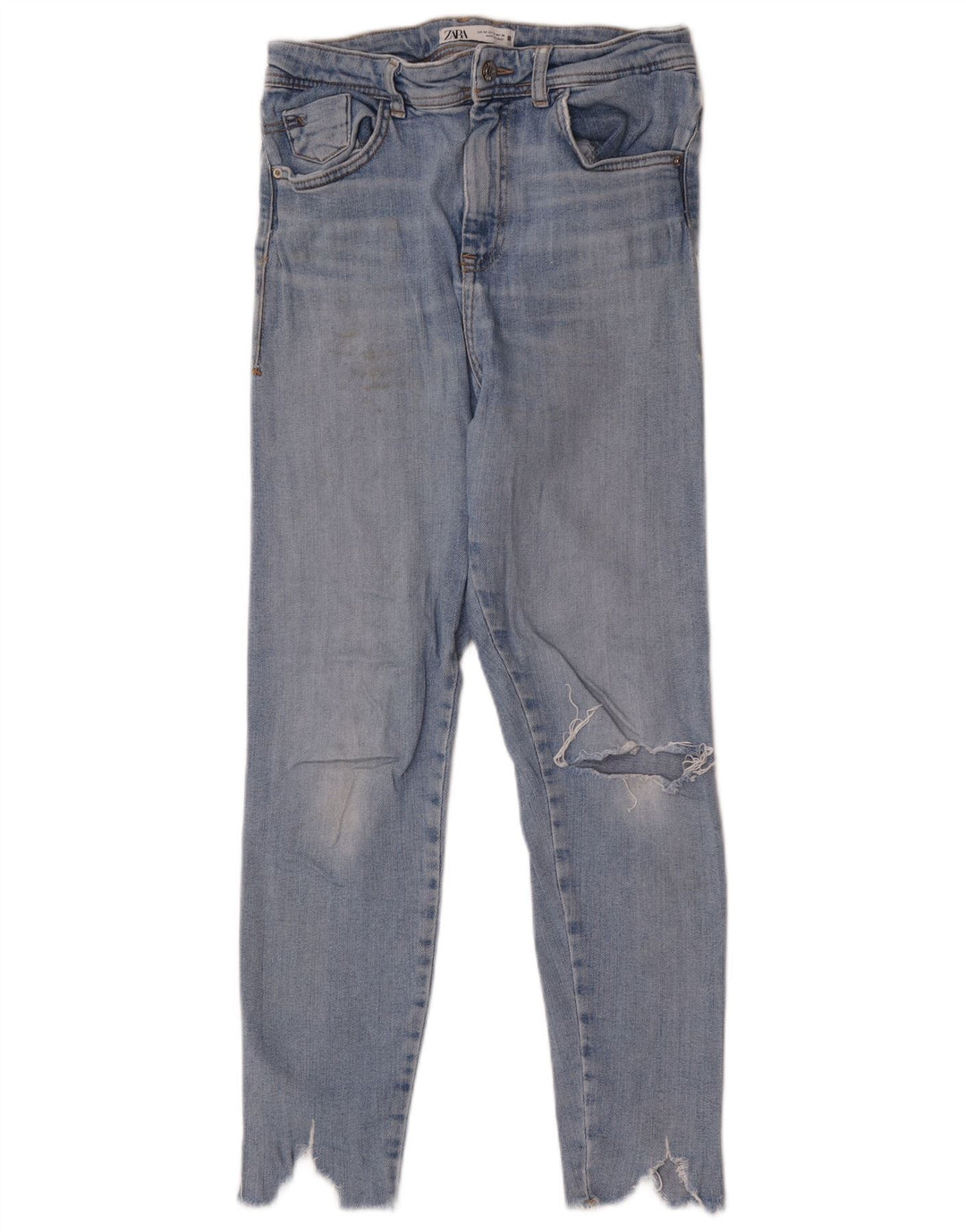 Blugi skinny distressed pentru femei Zara EU 40 Medium W30 L28 Albastru