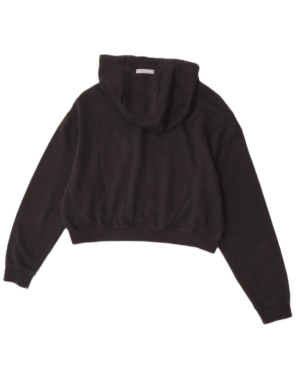 Jumper Nike Air Crop supradimensionat pentru femei UK 10 Bumbac negru mic