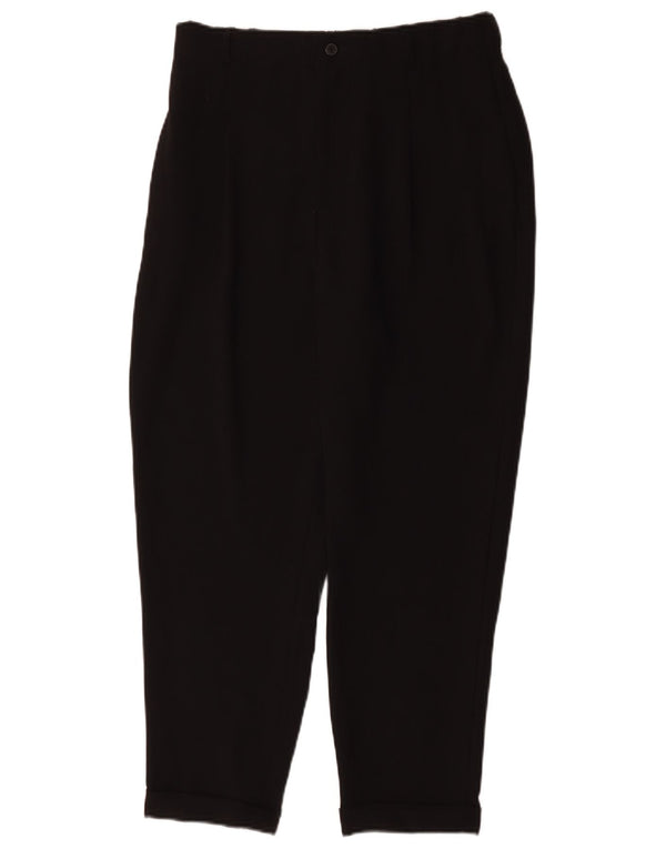 Pantaloni tăiați cu talie înaltă Zara pentru femei, mari L32 L25, poliester negru