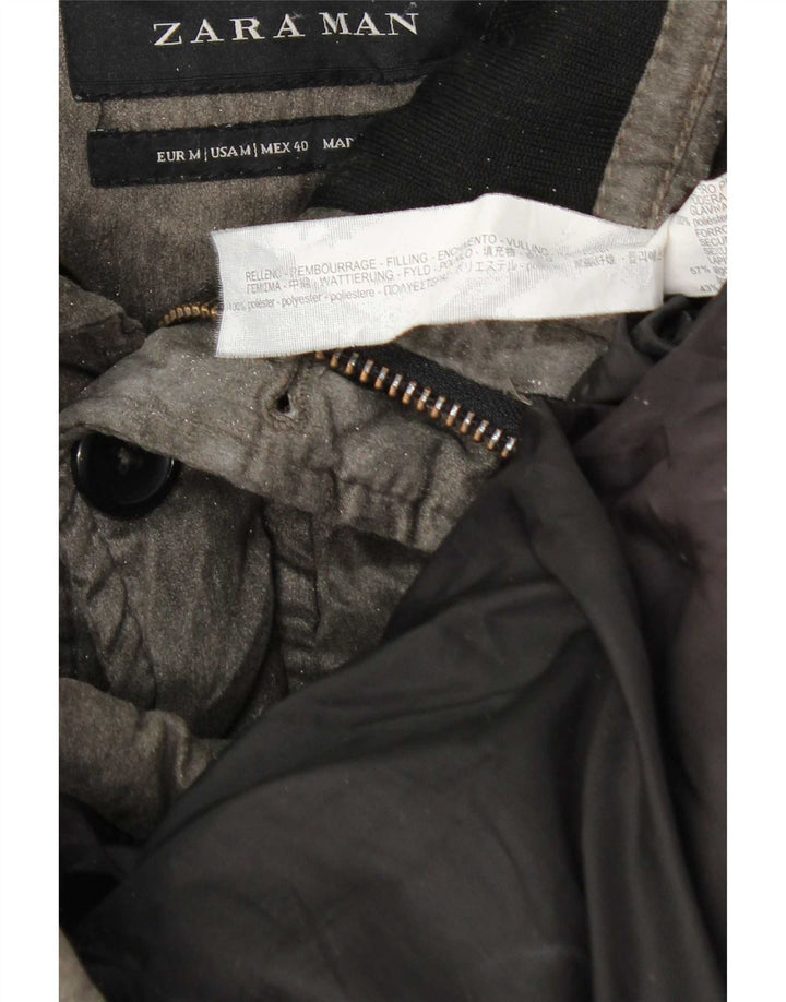 Palton căptușit pentru bărbați Zara UK 38 Medium Gri Poliester