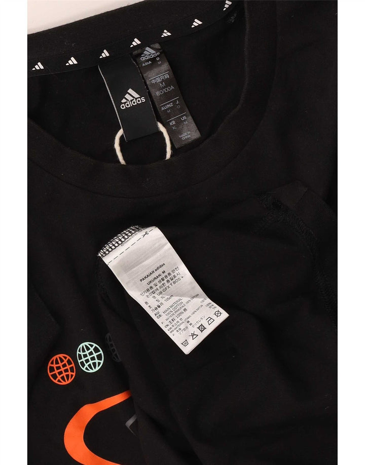 Tricou grafic Adidas pentru bărbați Top mediu negru bumbac