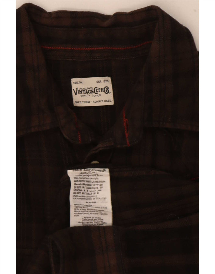 Cămașă de flanel Jack & Jones pentru bărbați, bumbac cu carouri maro mediu