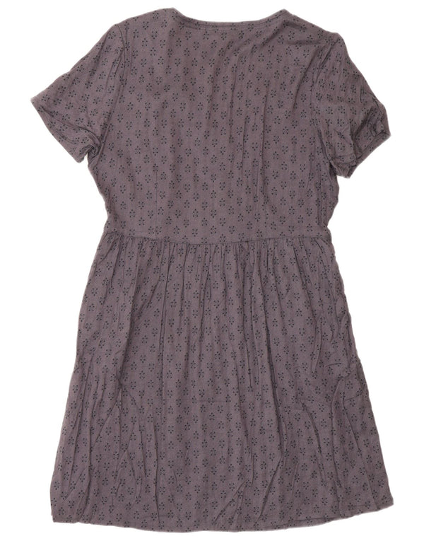 Fat Face Femei A-Line Rochie UK 12 Medium Purple Geometric Viscose