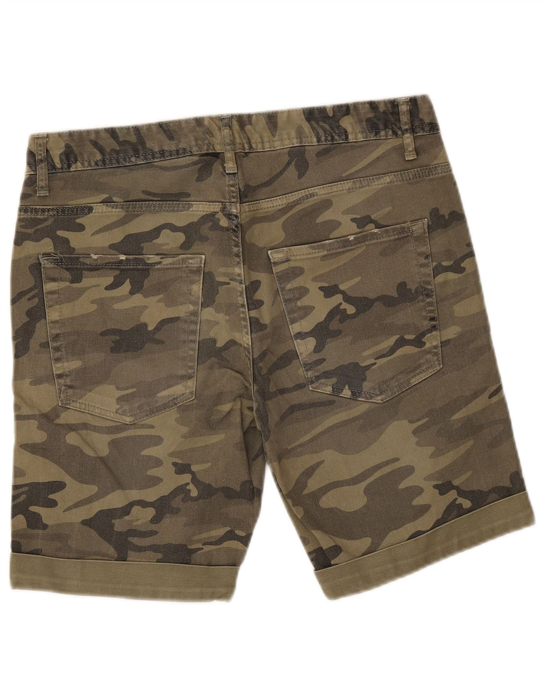 Pantaloni scurți casual Benetton pentru femei IT 46 Large W32 Khaki Camouflage Bumbac