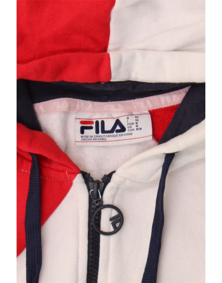 FILA Mens Graphic Zip Hoodie Sweater Medium Multicoloured Colourblock Vintage Fila and Second-Hand Fila from Messina Hembry 